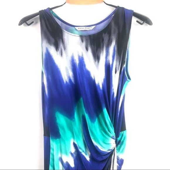 BIANCA Nygard Twist Knot Multi Blue Printed Stretch Maxi Dress Size S - Picture 4 of 6